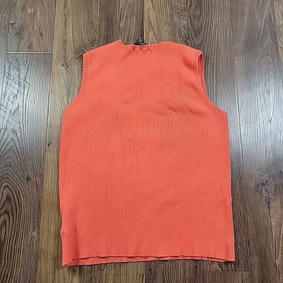 Lauren Ralph Lauren Ribbed Tank Top Womens Medium Orange Cotton Sleeveless - Picture 5 of 8